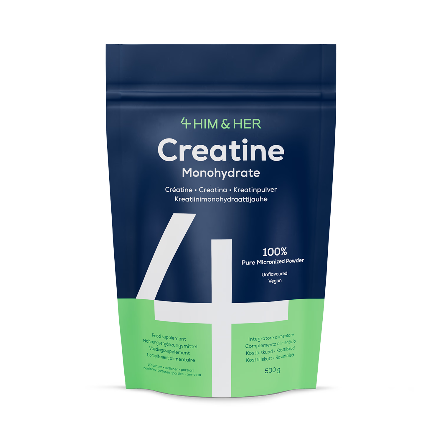 4Him & Her creatine monohydrate micronized powder 500g, UK version