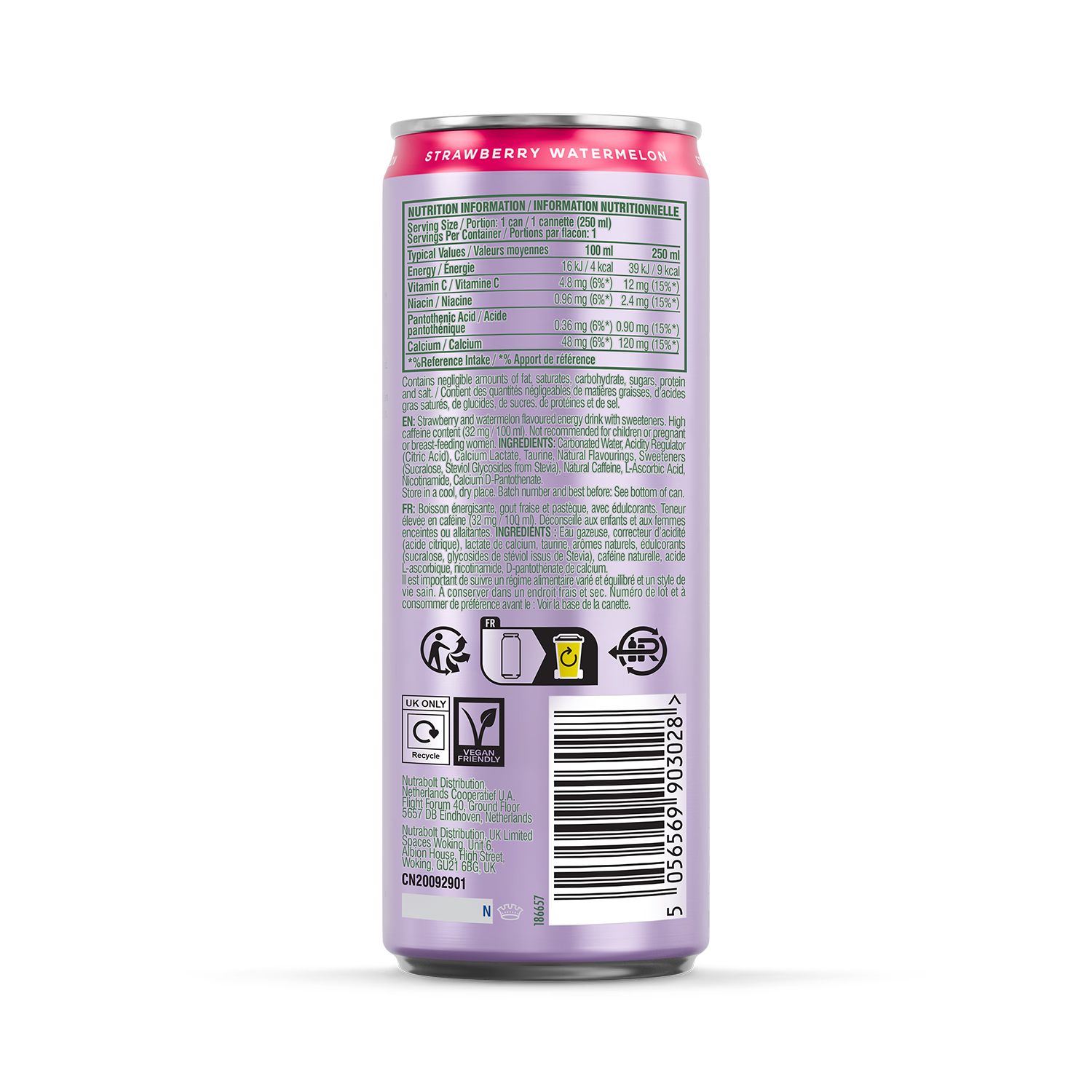 Bloom energy drink Strawberry Watermelon 250ml, imported from the UK