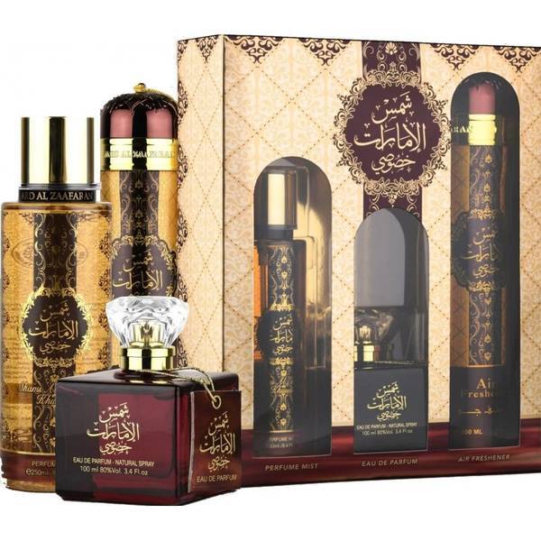 Ard Al Zaafaran Shams Al Emarat gift set, UK version