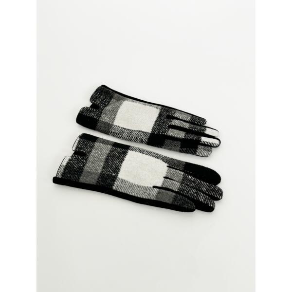 SVNX black and white checked print gloves, imported from the UK