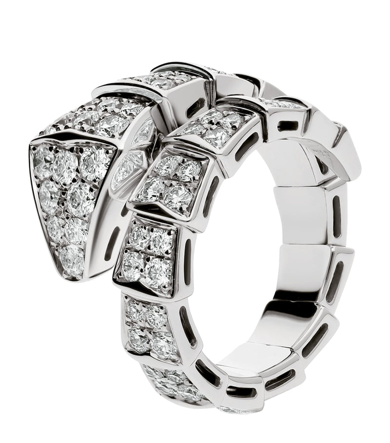 Bvlgari Serpenti Viper ring in white gold with diamonds, UK version