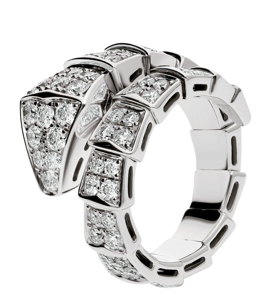 Bvlgari Serpenti Viper ring in white gold with diamonds, UK version