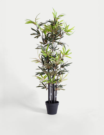 BLOOMA 122 cm Kunstig Svartstammet Bambusplante i Pott