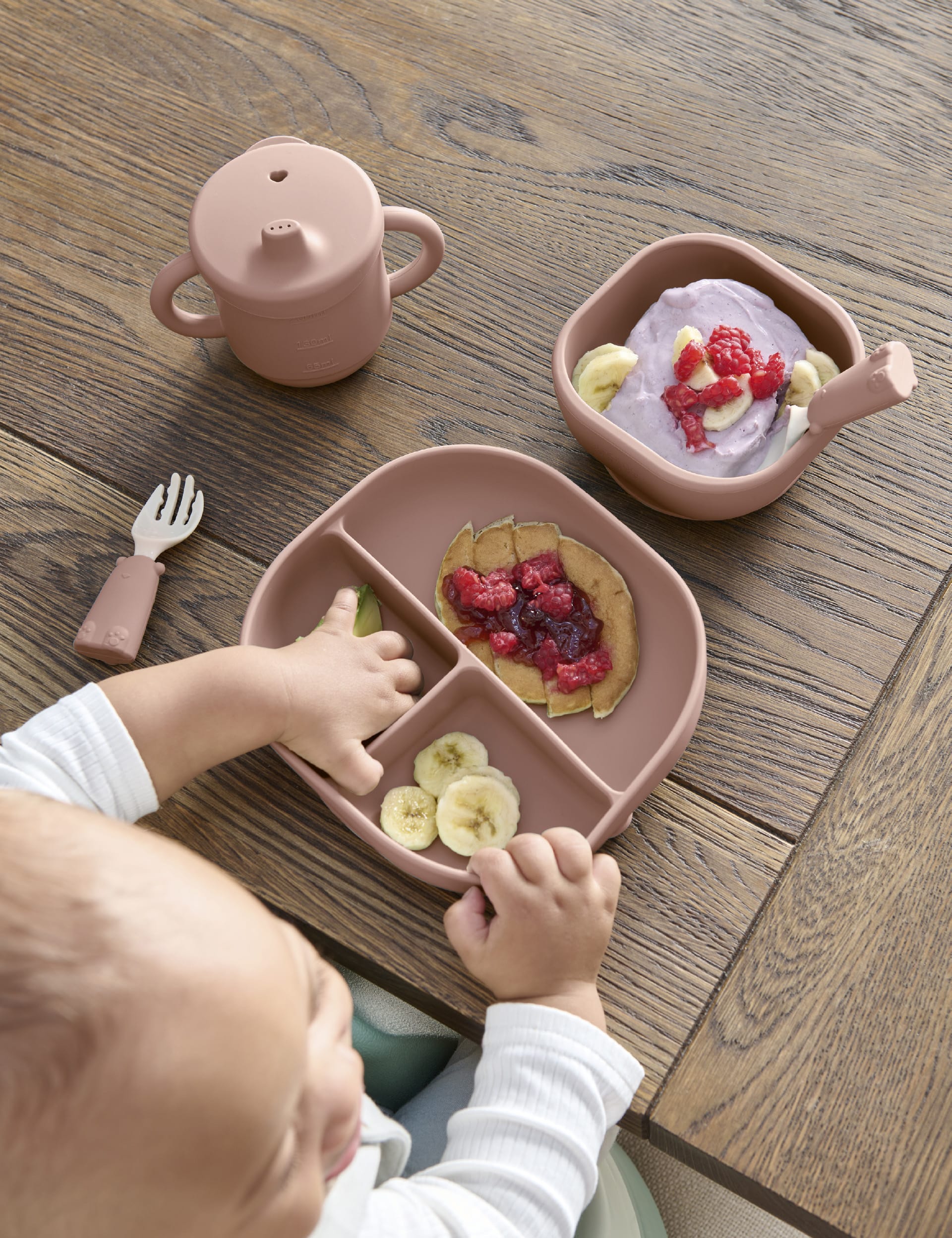 Mamas & Papas 4pc weaning set in Melba pink - British product