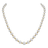 5-9mm Cultured Freshwater Pearl and Gold Bead Graduated Necklace, 14ct Yellow Gold