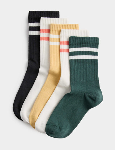 M&S 5 Pack Coloured Rib Stripe Sports Socks (6 Small-7 Large)- Buy online at McGrocer