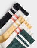 Sports socks 5 pack coloured rib stripe 6-7 - British product