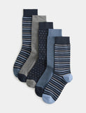 M&S Cool Fresh geometric cotton rich socks 5 pack (British brand)