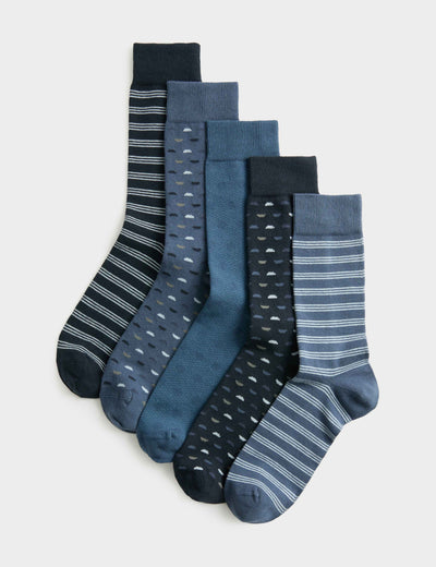 M&S M&S Cool & Fresh Geometric Cotton Rich Socks 5 Pack- Buy online at McGrocer
