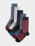 M&S Cool & Fresh stripe cotton rich socks 5 pack (British brand)