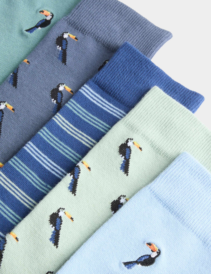 M&S Cool & Fresh Toucan Socks 5 Pack, imported from the UK