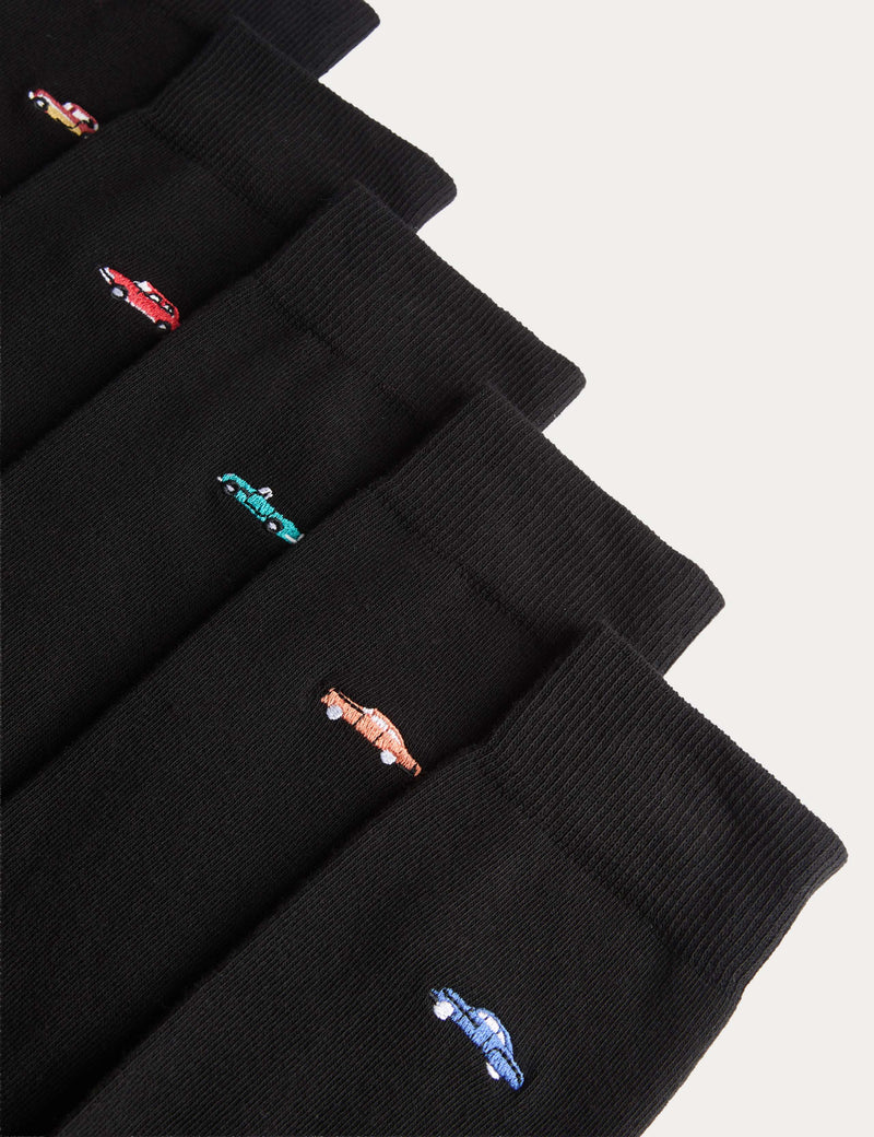 M&S cotton rich socks 5 pack vintage car (British brand)