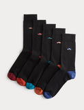 M&S cotton rich socks 5 pack vintage car (British brand)