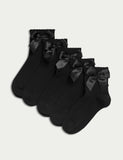 Cotton rich ankle bow socks 5 pack sizes 6-7 - British product