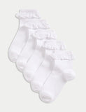 5 pack cotton rich broderie frill ankle socks (British brand)