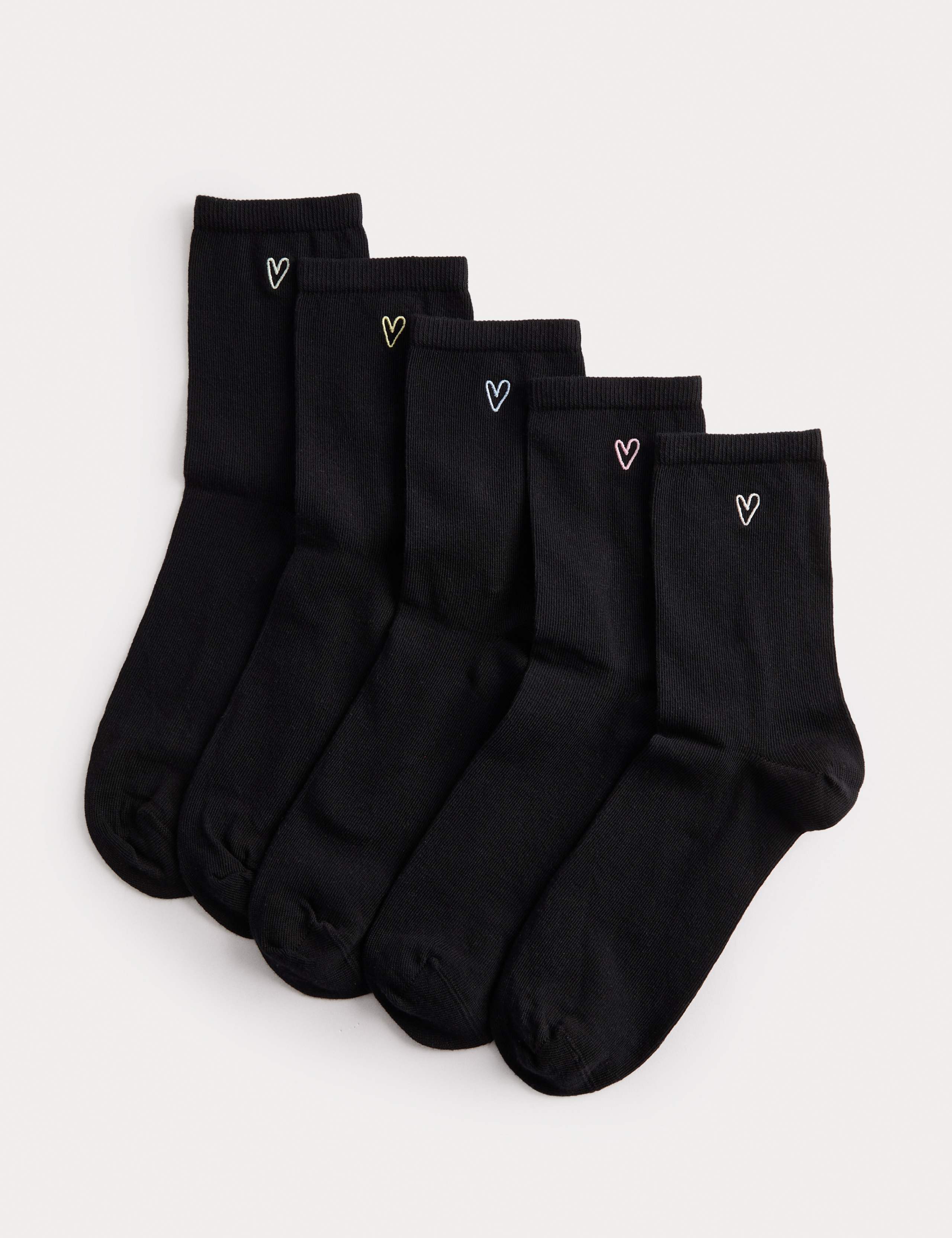 M&S embroidered crew socks cotton rich 5 pack (British brand)