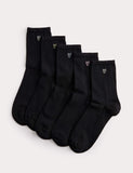 M&S embroidered crew socks cotton rich 5 pack (British brand)