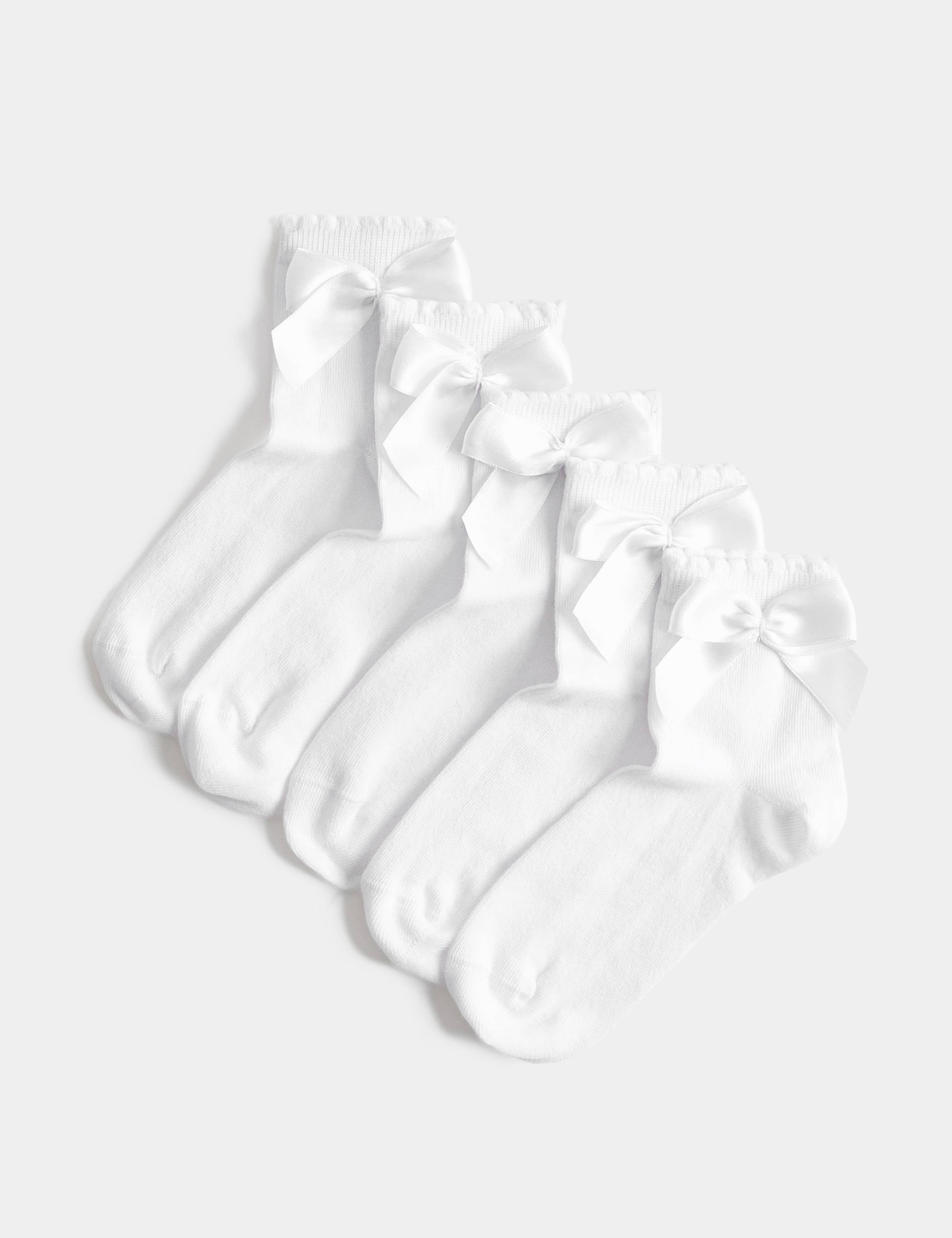 Cotton rich bow knee high socks 5 pack size 6-7 imported UK