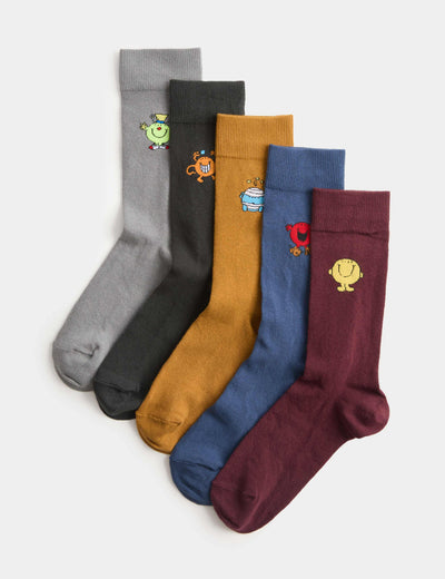 M&S M&S Cotton Rich Mr Men Socks 5 Pack- Buy online at McGrocer