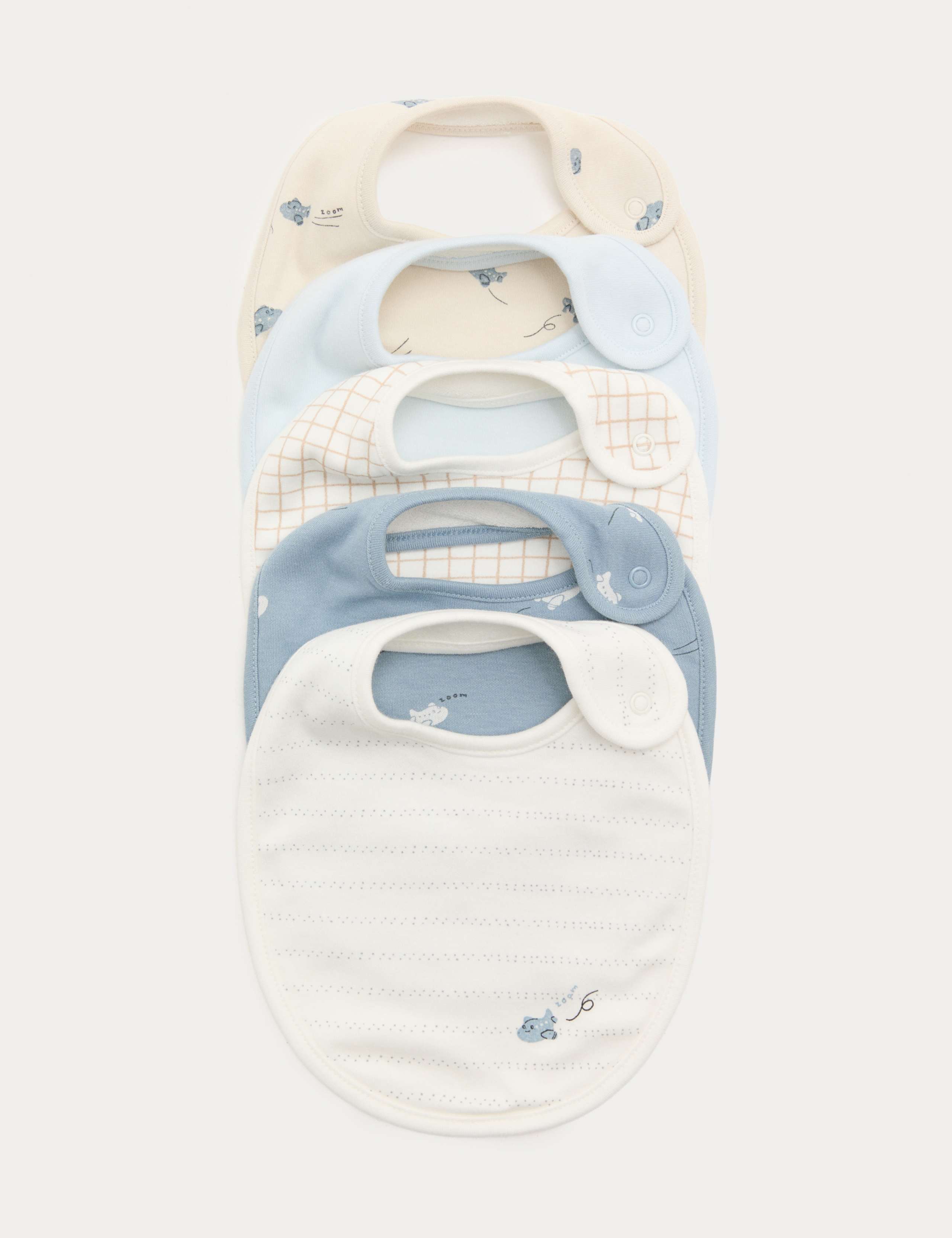 Cotton rich plane print bibs 5 pack, imported from the UK