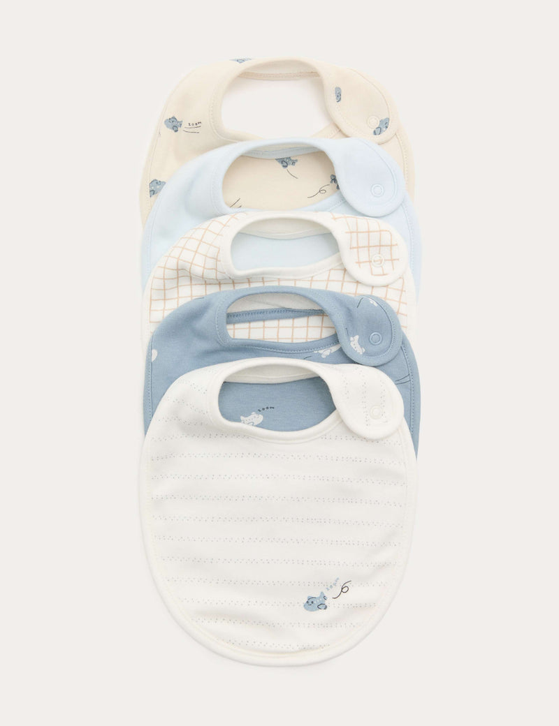 Cotton rich plane print bibs 5 pack, imported from the UK