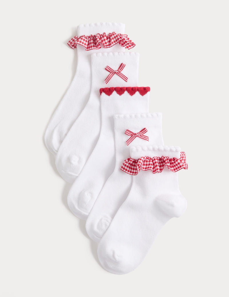 Cotton rich school socks 5 pack ankle high sizes 6-7 (British brand)
