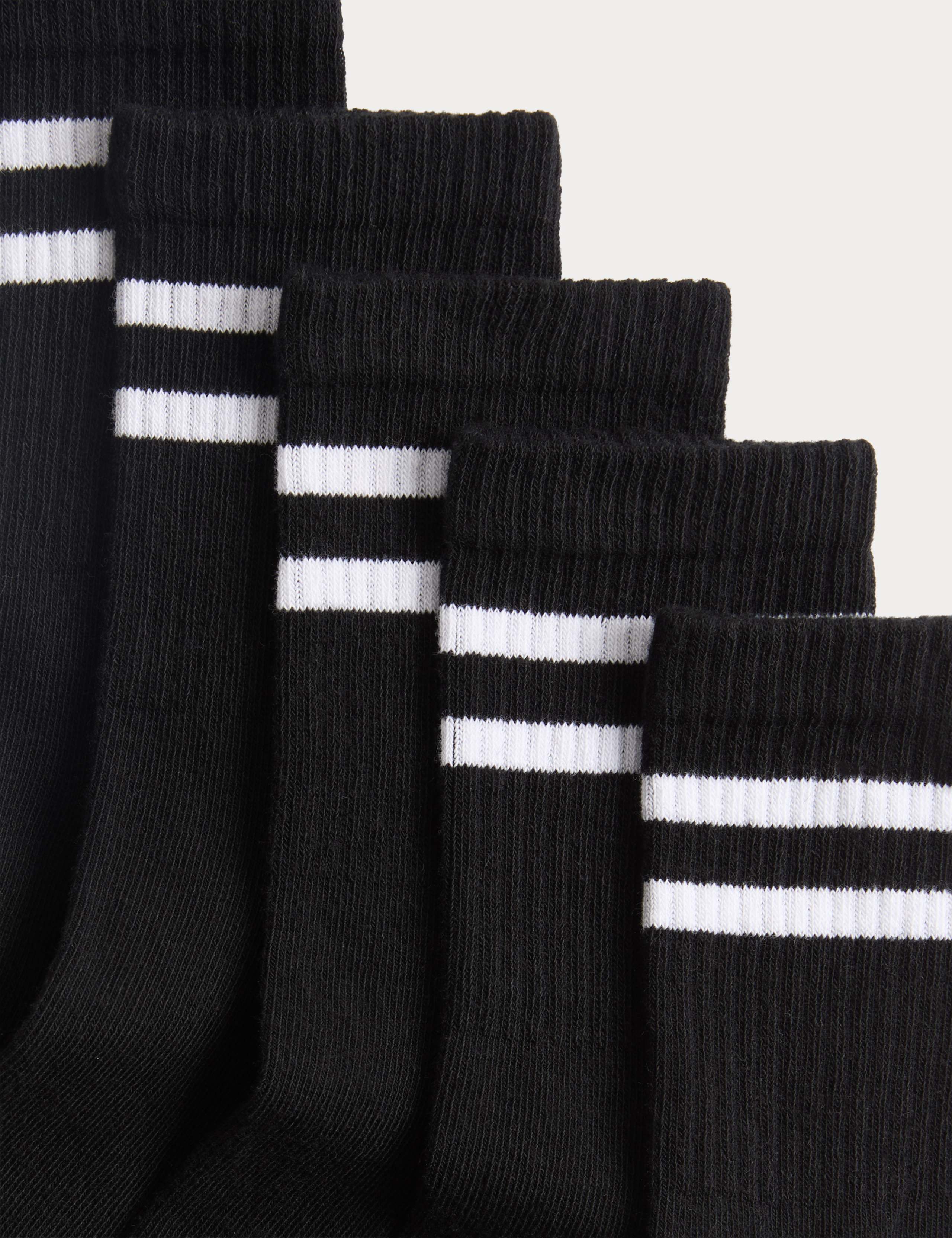 Cotton rich striped sports socks 5 pack sizes 6-7 (British brand)
