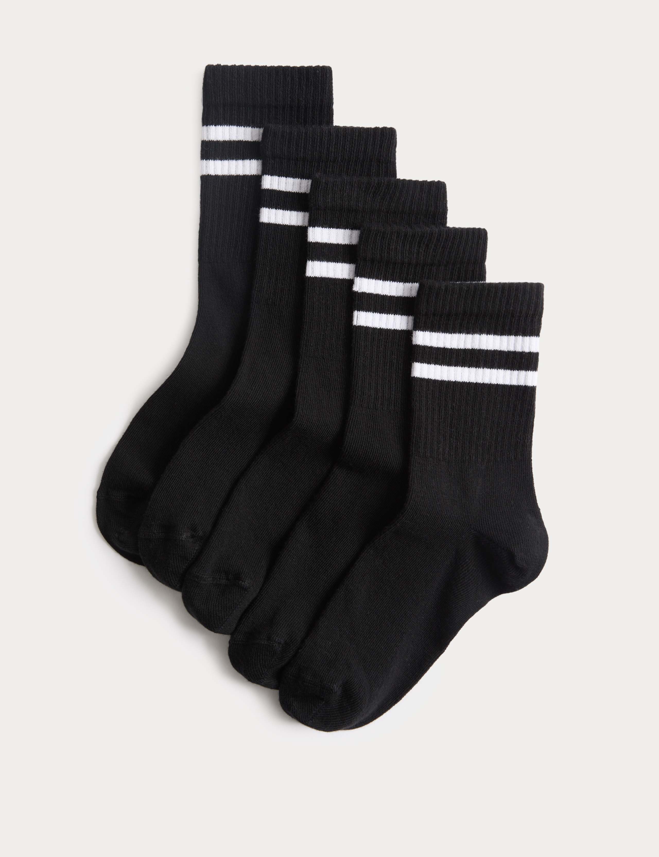 Cotton rich striped sports socks 5 pack sizes 6-7 (British brand)