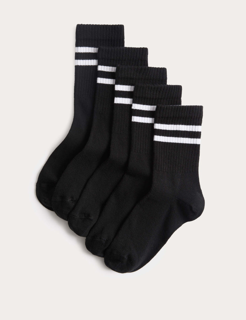 Cotton rich striped sports socks 5 pack sizes 6-7 (British brand)