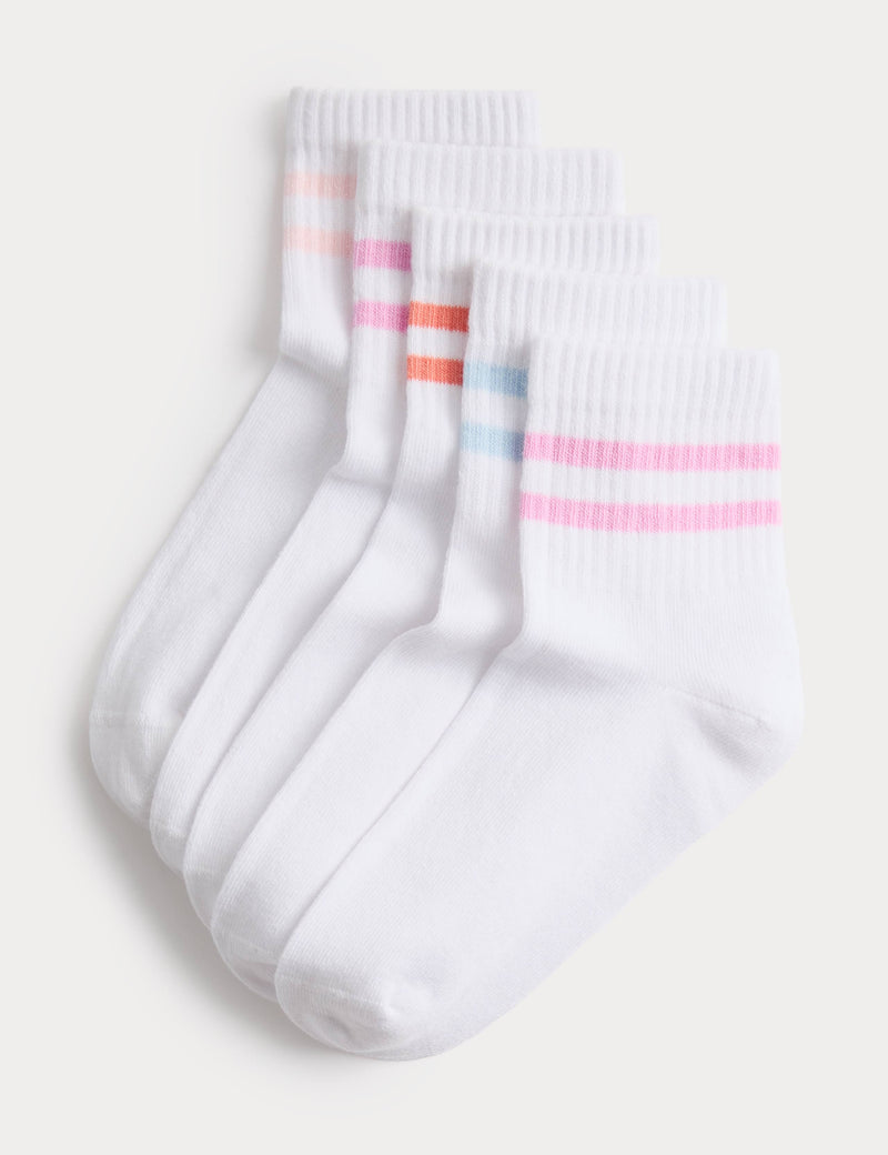 Ankle socks striped 5-pack sizes 6 Small-7 Large, imported from the UK