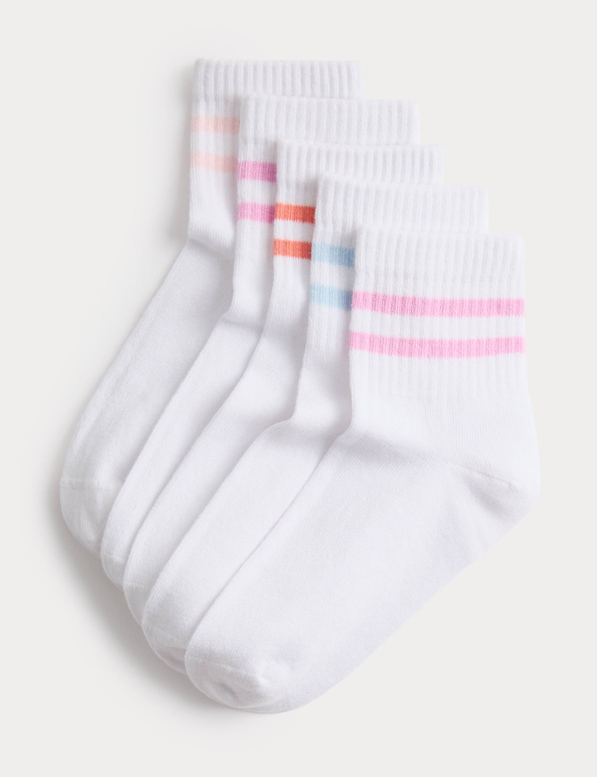 Ankle socks striped 5-pack sizes 6 Small-7 Large, imported from the UK