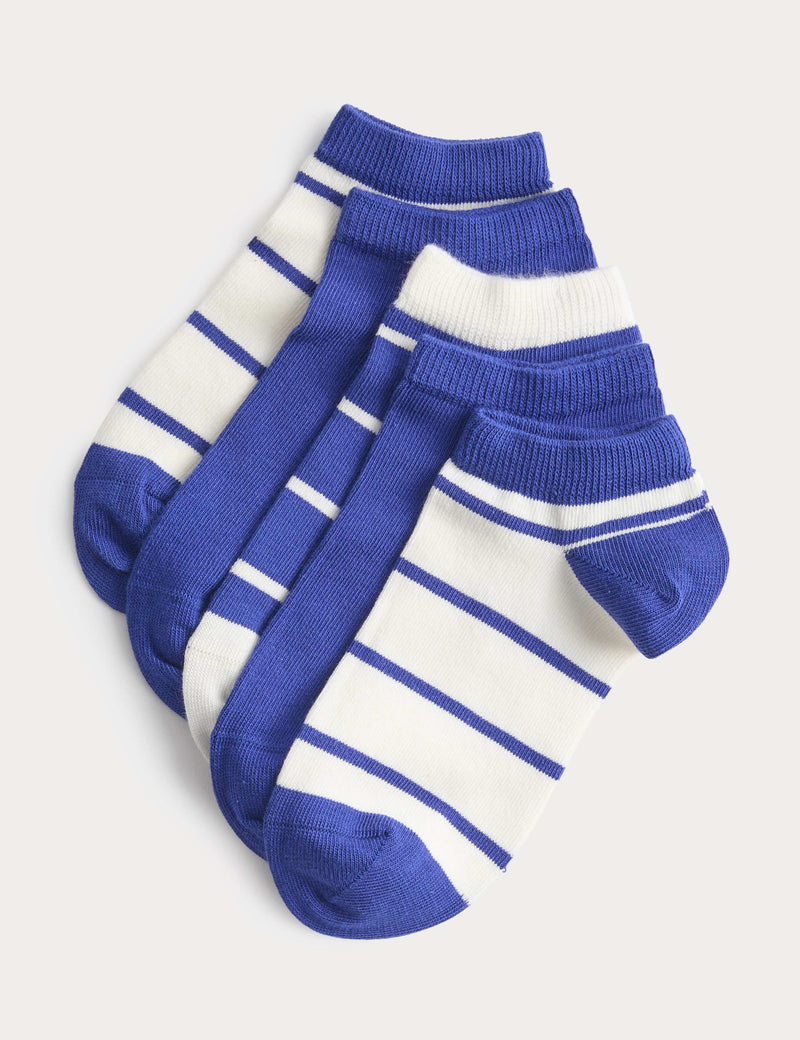 Trainer liners striped 5 pack cotton socks for children, UK version