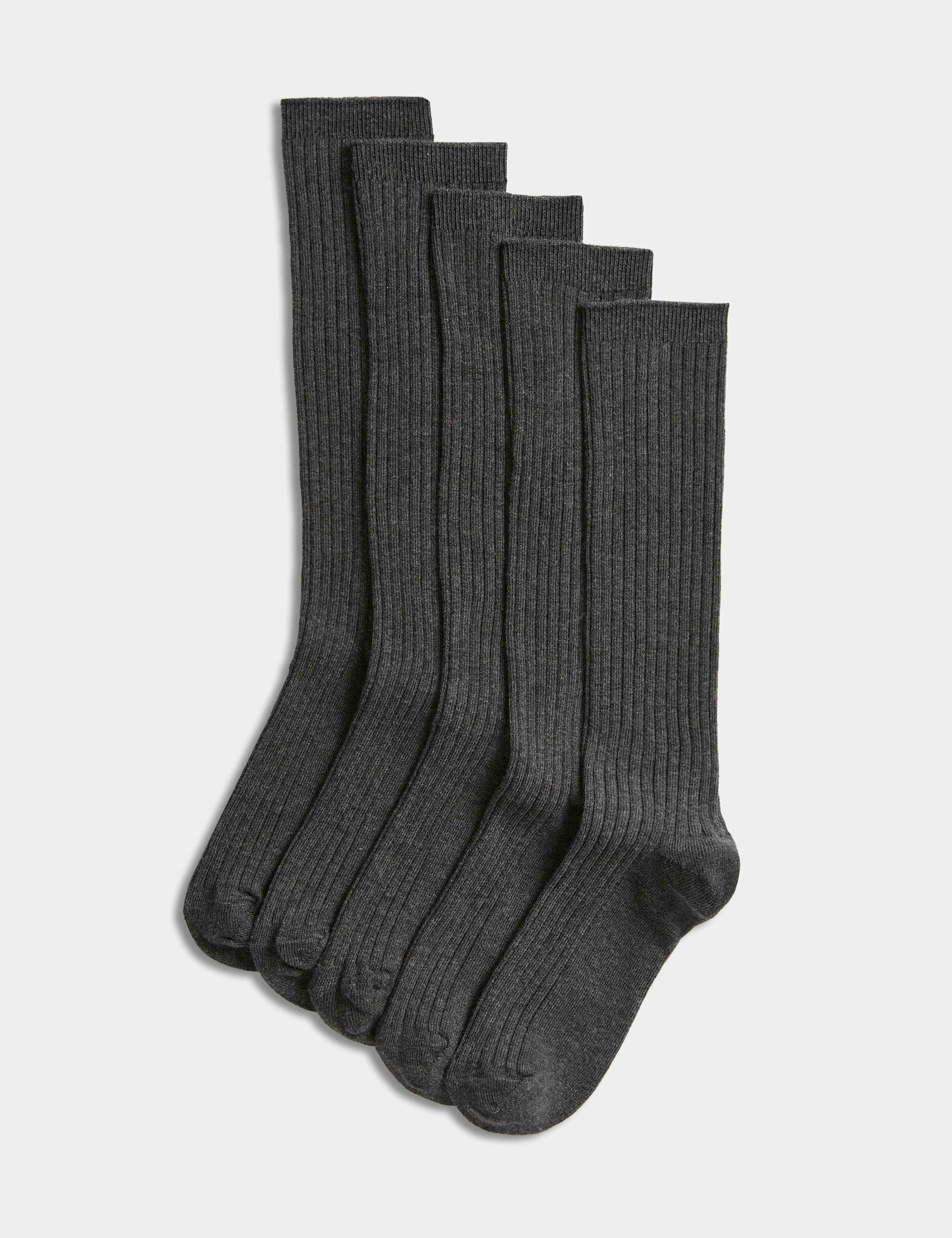 5 pack long ribbed school socks - British product