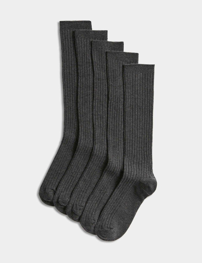 5 pack long ribbed school socks - British product