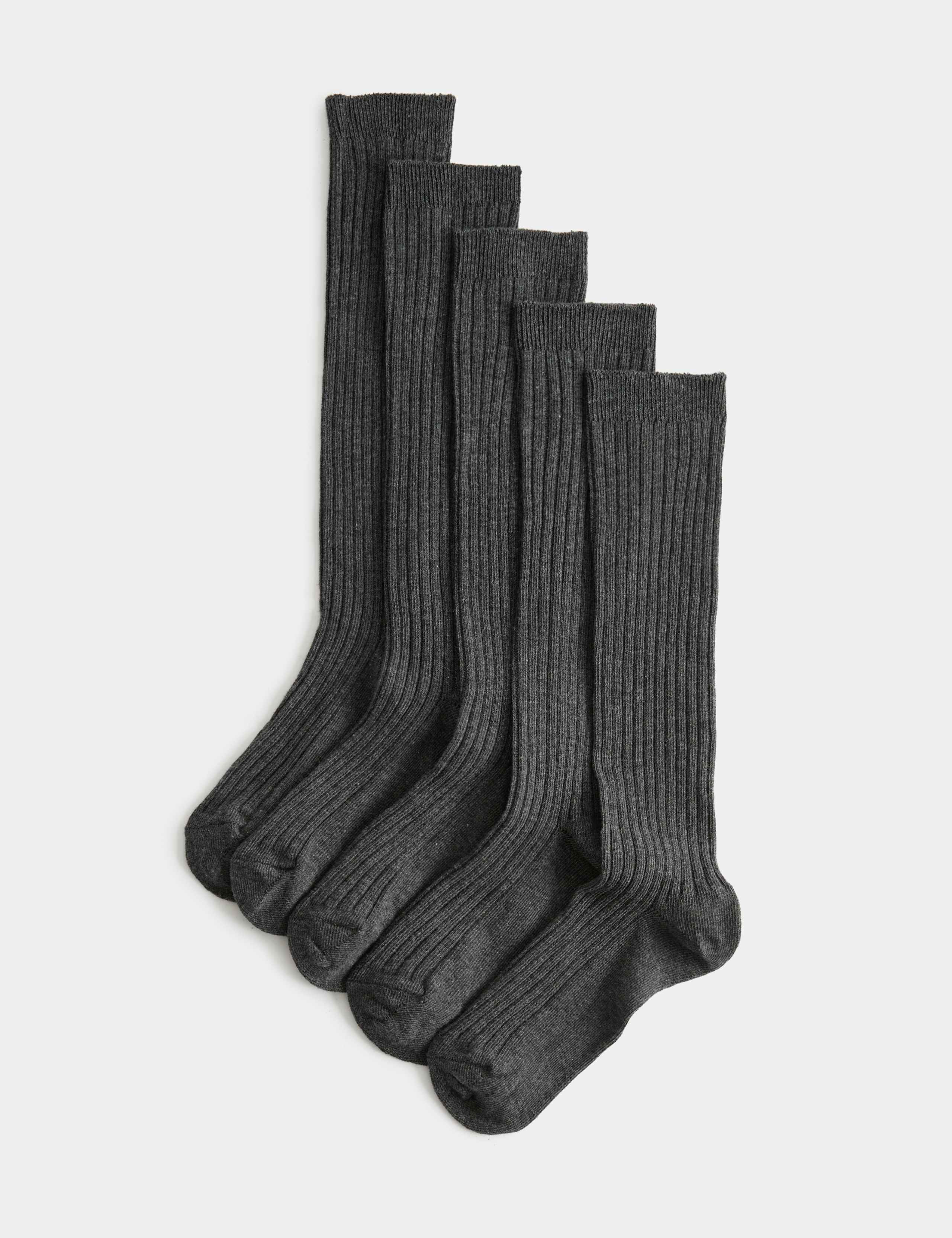 5 pack long ribbed school socks - British product