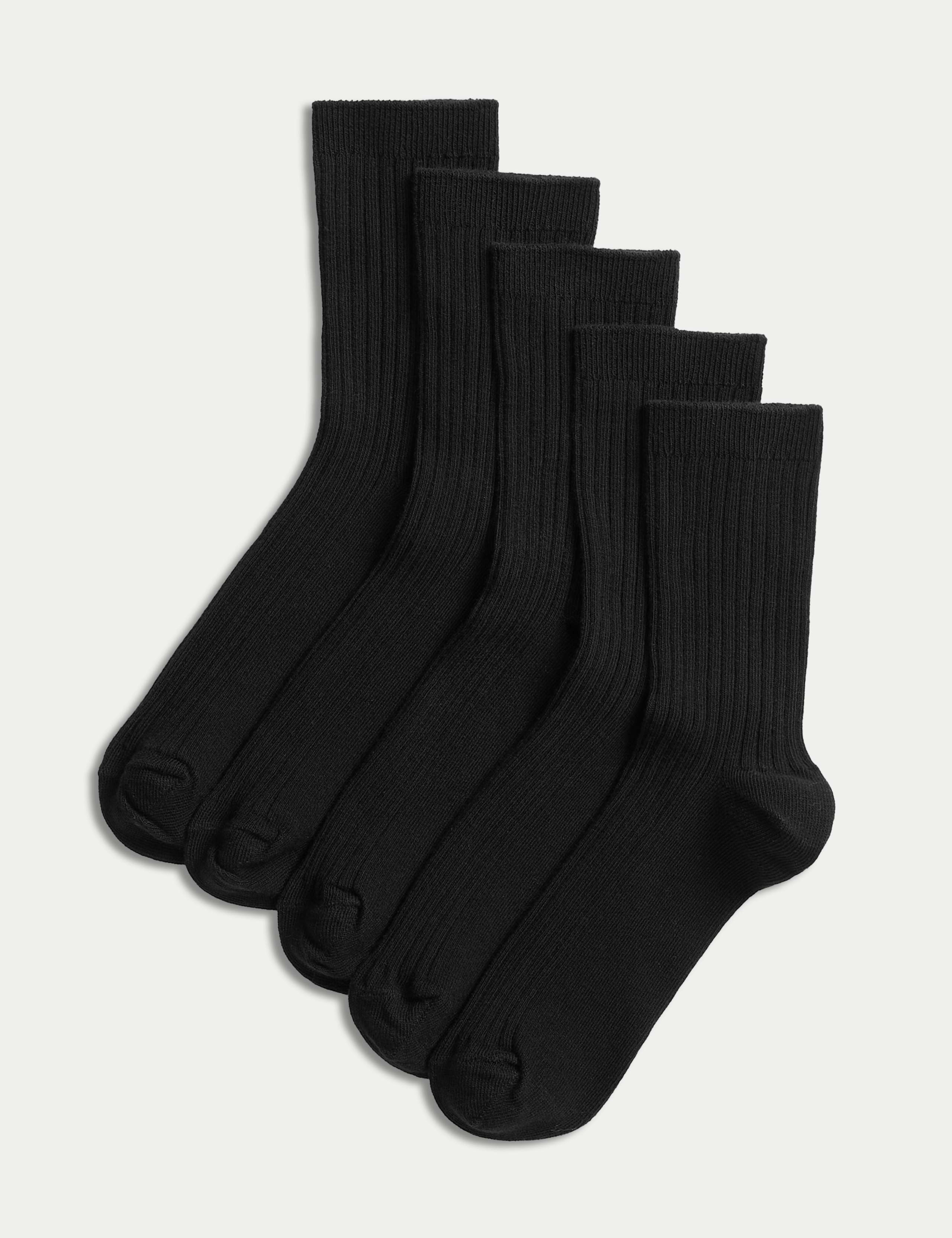 Ribbed school socks 5 pack ankle length Freshfeet technology, UK version