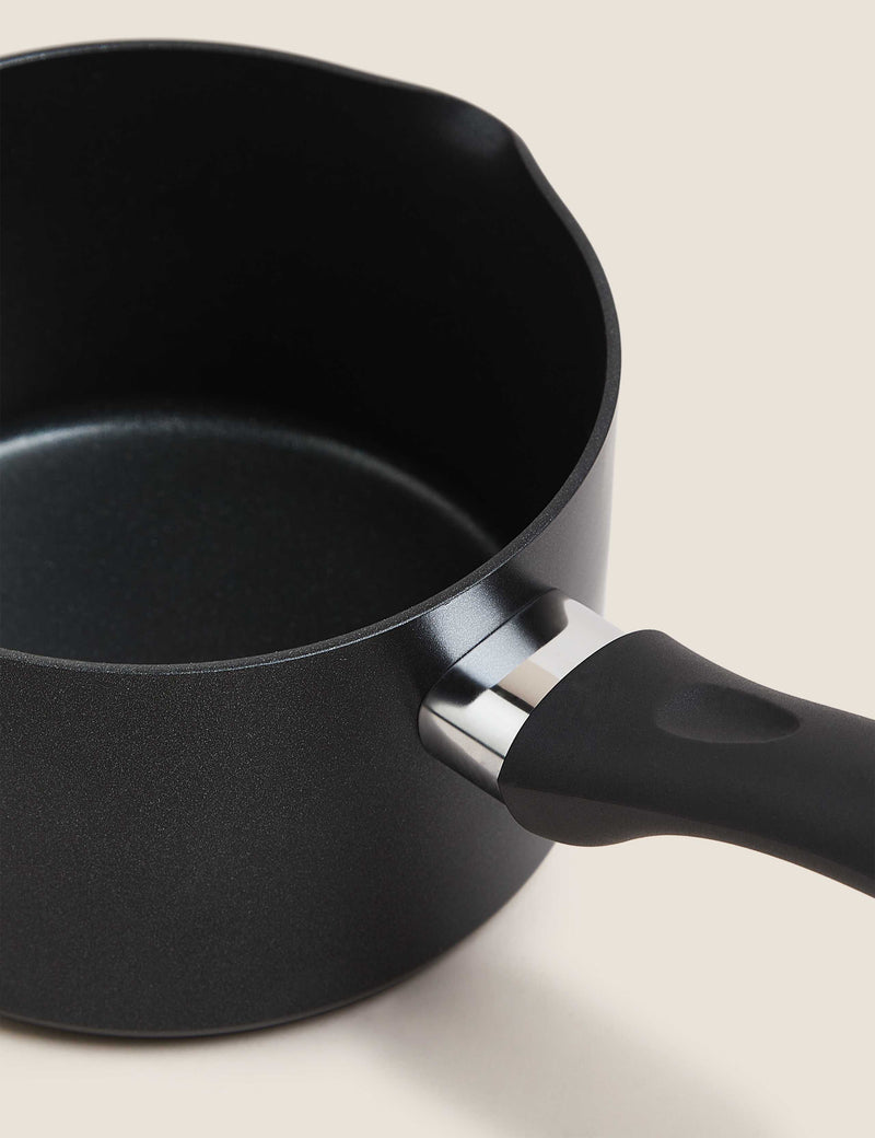 5 piece black aluminium non stick pan set, imported from the UK