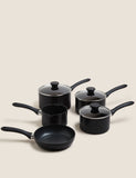 5 piece black aluminium non stick pan set, imported from the UK