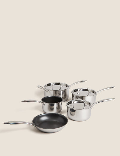 M&S 5-teiliges Tri Ply Edelstahl Kochgeschirr-Set – Online kaufen bei McGrocer