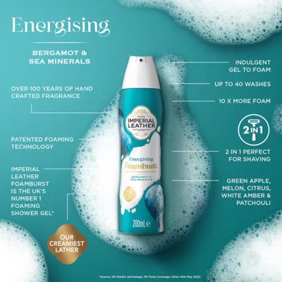 Imperial Leather Bergamot & Sea Minerals Foamburst Body Wash 200ml, UK version
