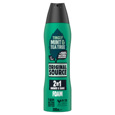Original Source Mint & Tea Tree Shower & Shave Foam 200ml, imported from the UK