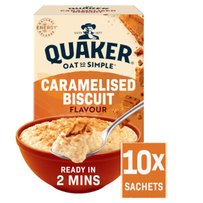 Quaker caramelised biscuit porridge sachets 10 x 33.4g, imported from the UK