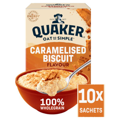 Quaker caramelised biscuit porridge sachets 10 x 33.4g, imported from the UK