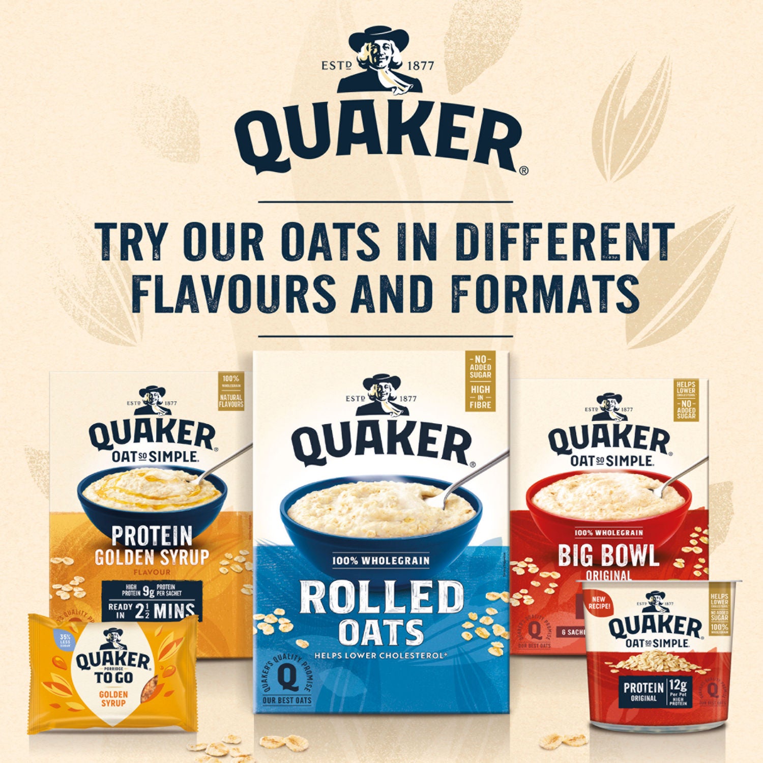 Quaker Original porridge sachets 6x38.5g, imported from the UK