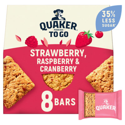 Quaker breakfast bars mixed berries 8x55g, imported from the UK