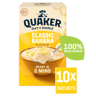 ASDA Quaker Oat So Simple Klassisk Banangrøt Pakker 10 x 34.8g - Kjøp online hos McGrocer