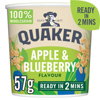 Quaker apple & blueberry porridge pot 57g, imported from the UK