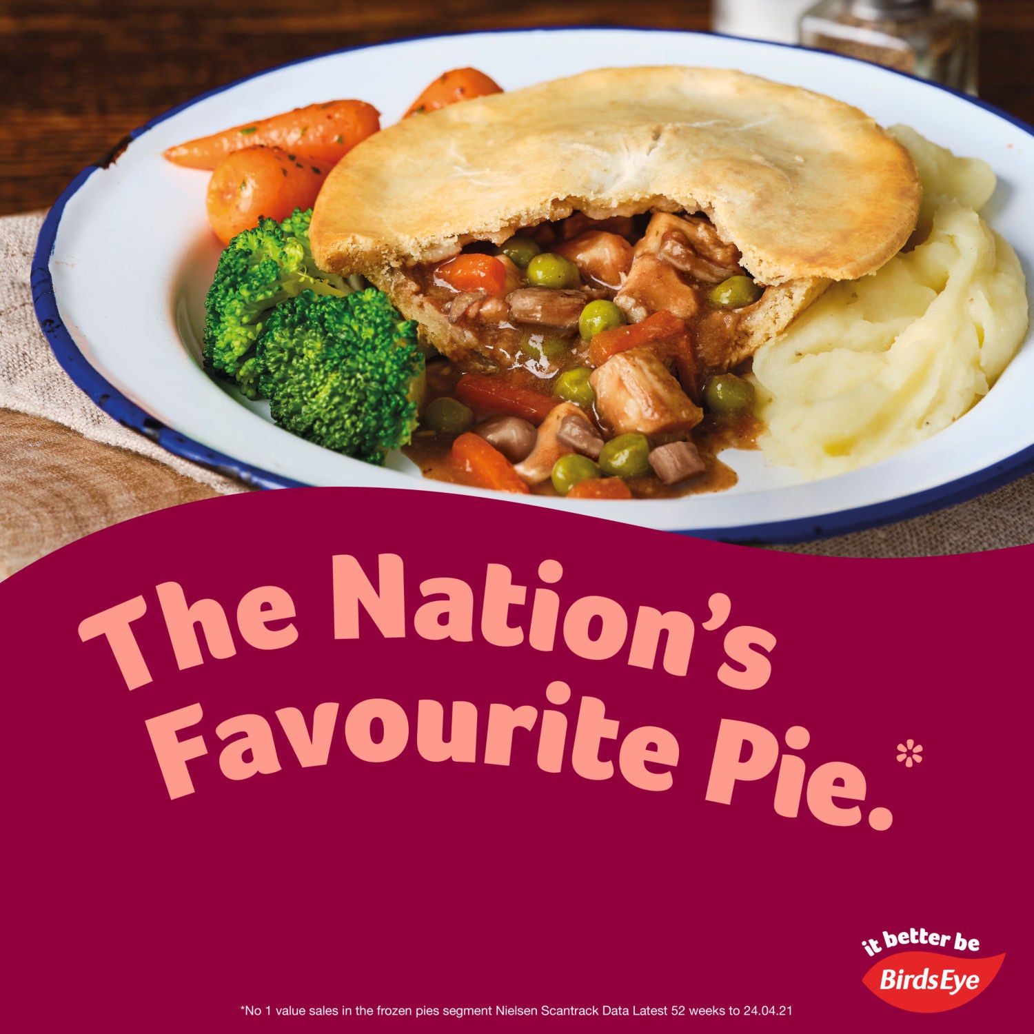 Birds Eye four shortcrust chicken pies 620g pack - British product
