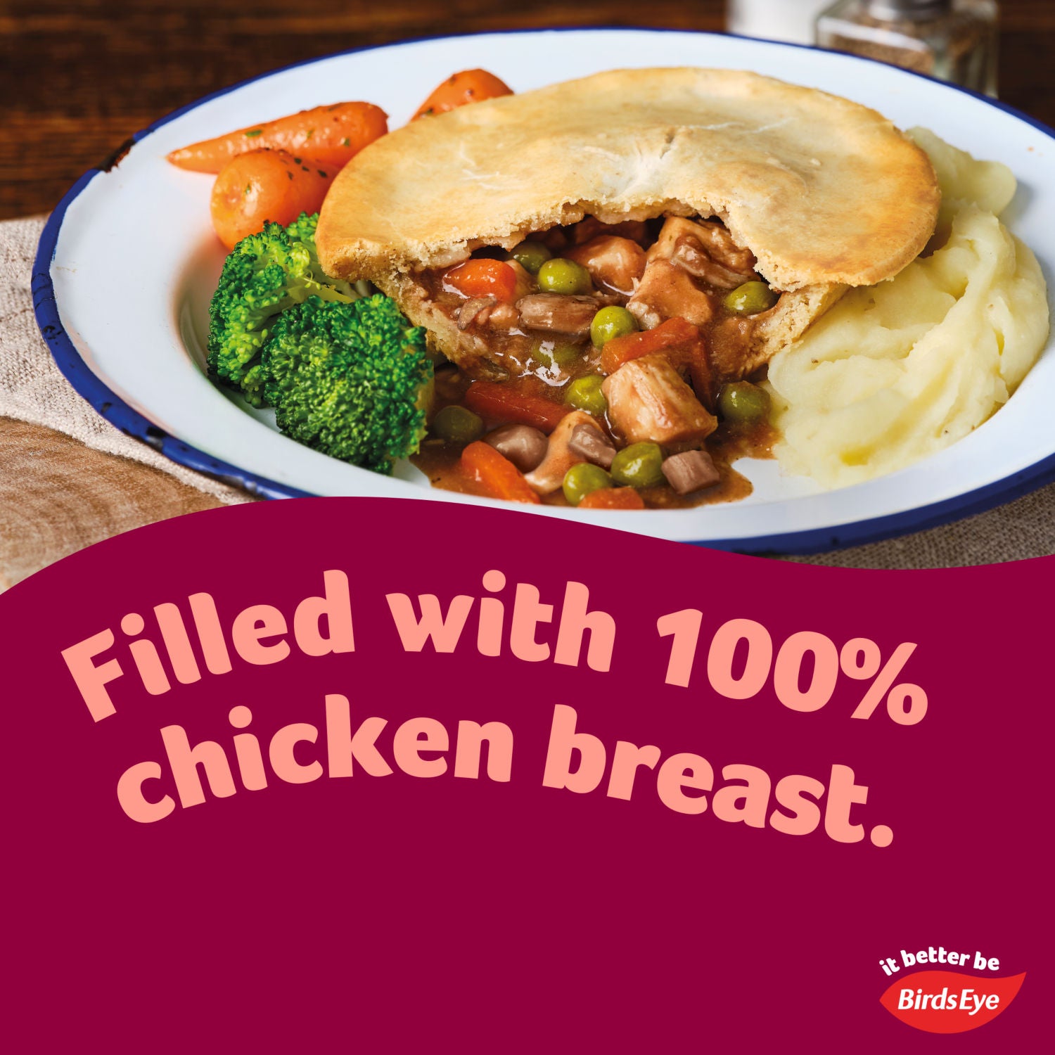 Birds Eye four shortcrust chicken pies 620g pack - British product