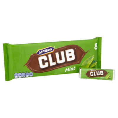 McVitie's Club Mint chocolate biscuit bars 8 pack, UK version